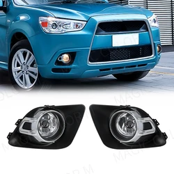 Luces antiniebla LED para Mitsubishi ASX 2011 2012 2013 DRL, luz diurna, faro antiniebla, cubierta halógena, marco de capó, bisel 12V