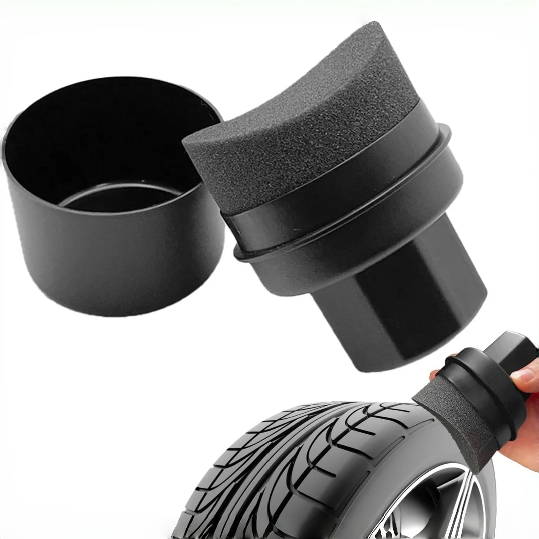 Car Tire Shine Sponge with Lid,Tire Cleaner Dressing Applicator,Multi-Purpose Coating Sponge for Tire Cleaning Waxing Polishing