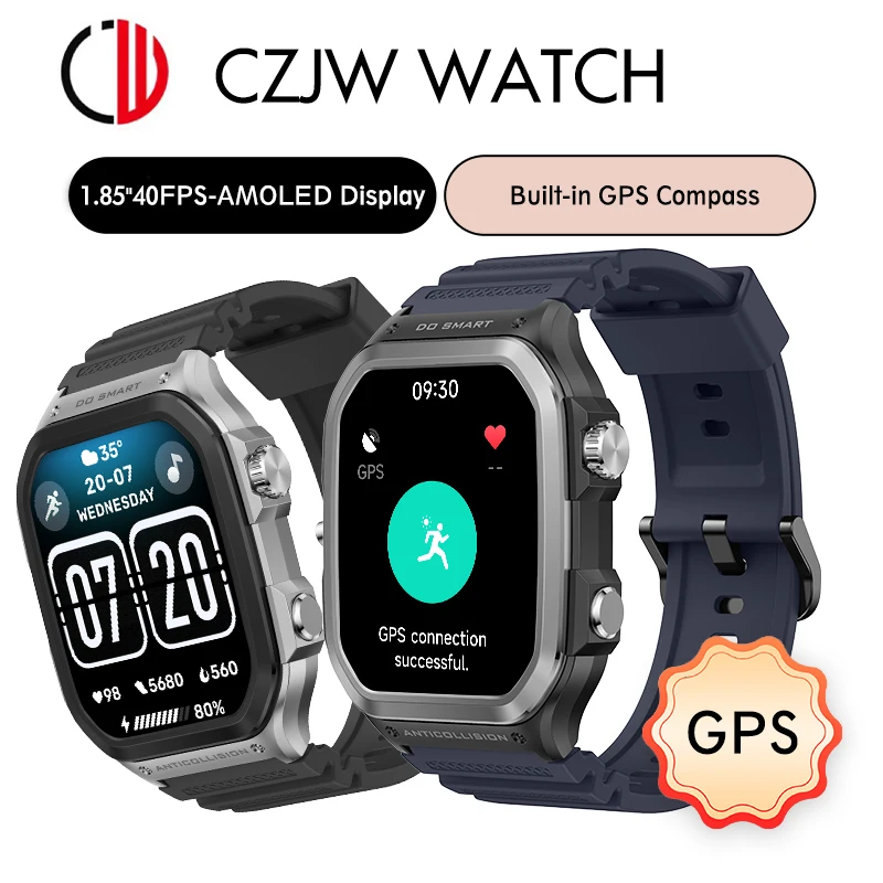 

ZZYSMART IDS06 1.85"AMOLED Display GPS Smart Watches For Men Woman Calls Built-in GPS 5ATM Waterproof 400 mAh Battery Smartwatch