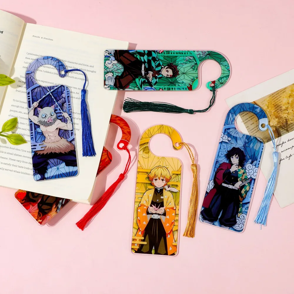 Tanjiro Rengoku Giyu Acrylic Bookmarks, Character Bookmarks for Anime Fans, Reading Study Office, Christmas Birthday Gift