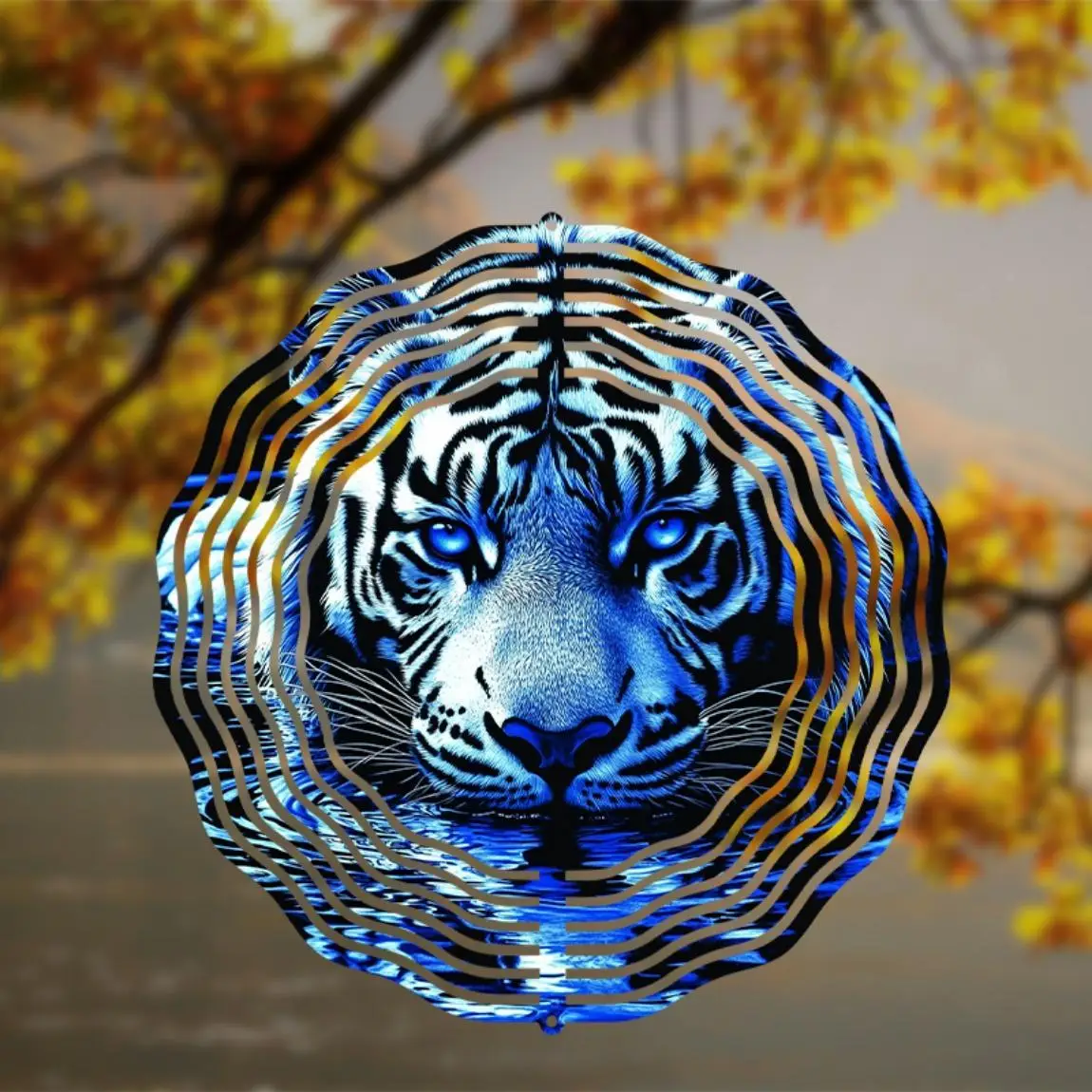 CIFBUY Metal Wind Chime Blue Tiger Garden Yard Outdoor Balcony Hanging Decor Wind Spinner No Battery Needed Home Ornament