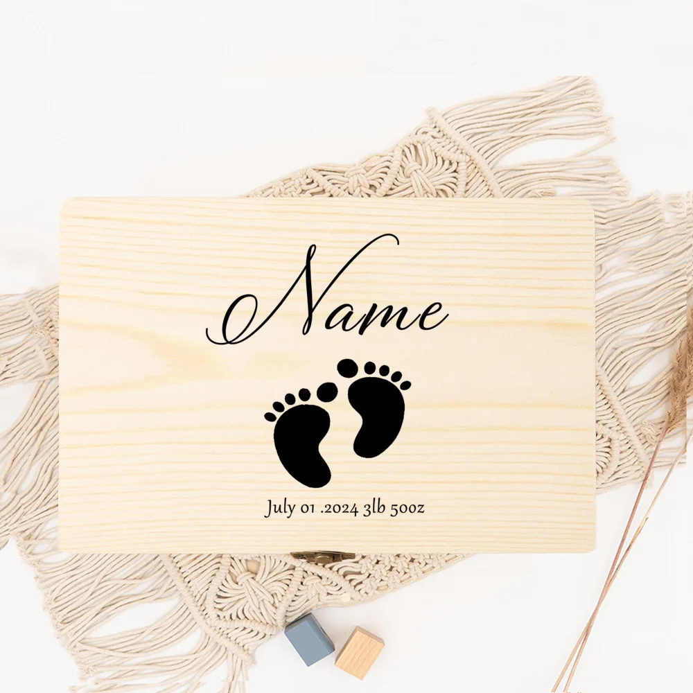 New Baby Wooden Personalised Keepsake Box Wooden Memory Box Gifts Ideas for Boys Girls Newborn Babies Keepsake Birth Stats Gift