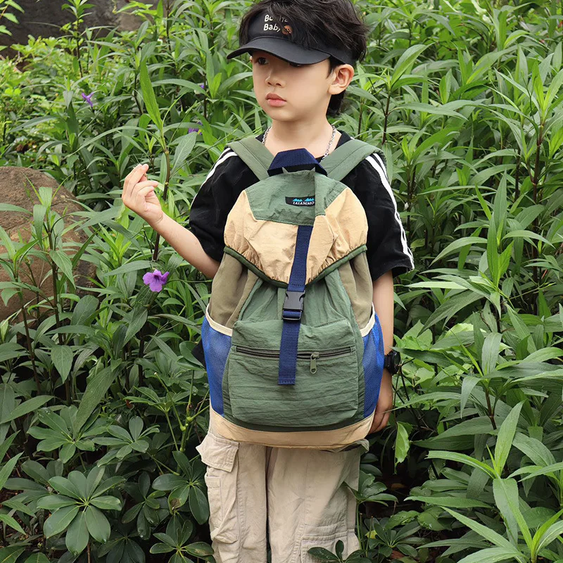 Large capacity travel backpack lock rope student schoolbag color waterproof nylon children backpack
