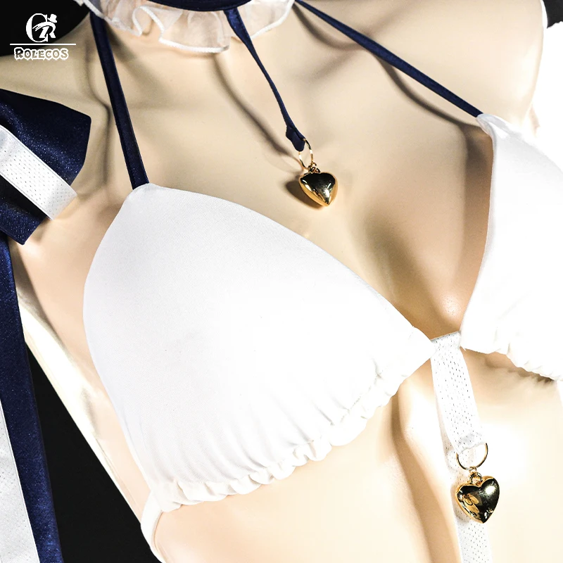 ROLECOS 게임 Azur Lane 앵커리지 코스프레 의상 앵커리지 섹시한 수영복 여성 카니발 할로윈 유니폼 수영복
