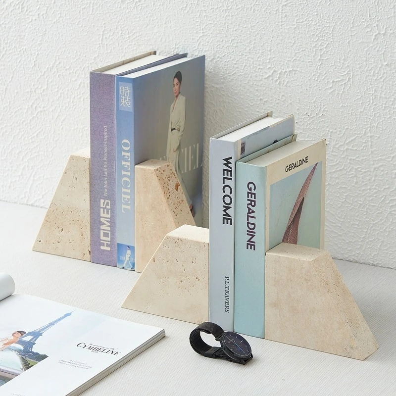 

2-х предметные стильные подставки для книг из натурального мрамора, современные декоративные настольные аксессуары для дома, гостиной, офиса и книжных полок, подарки