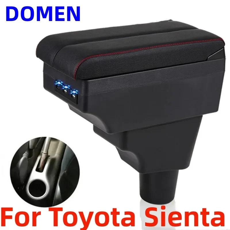 

For Toyota Sienta Armrest box Interior Parts Car Central Content With Retractable Cup Hole Large Space Dual Layer USB Charging