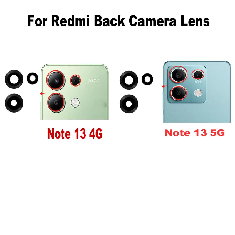 For Xiaomi Redmi Note 13 4G 5G Back Camera Lens Rear Glass With Adhesive Stickerr Replacement