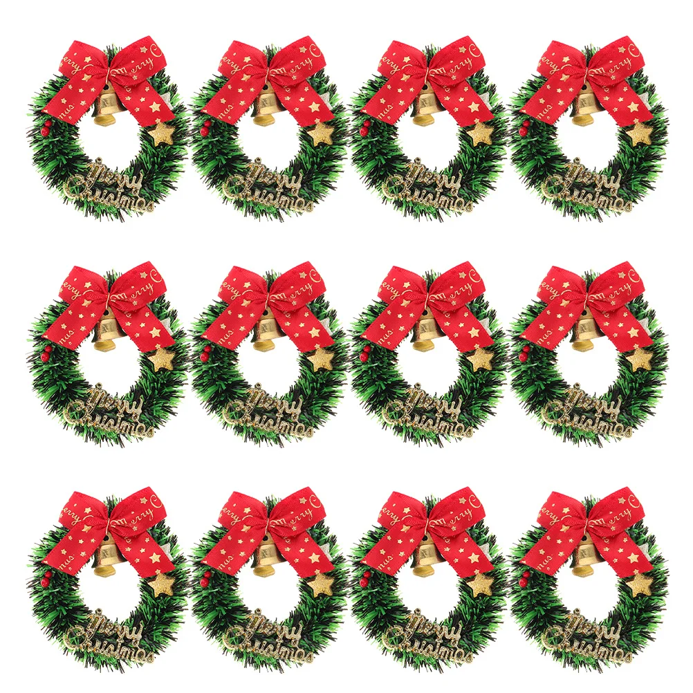 

12 Pcs Christmas Wreath Hanging Decoration Garland Small Miniatures for Crafts Party