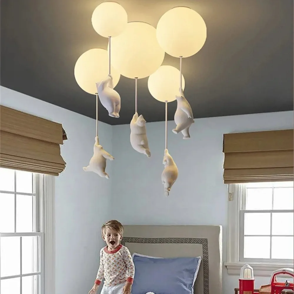 

Modern Ceiling Chandelier Light Cartoon Lighting Creative Polar Bear LED Pendant Lamp Theme Hotel Kid Children Kindergarten