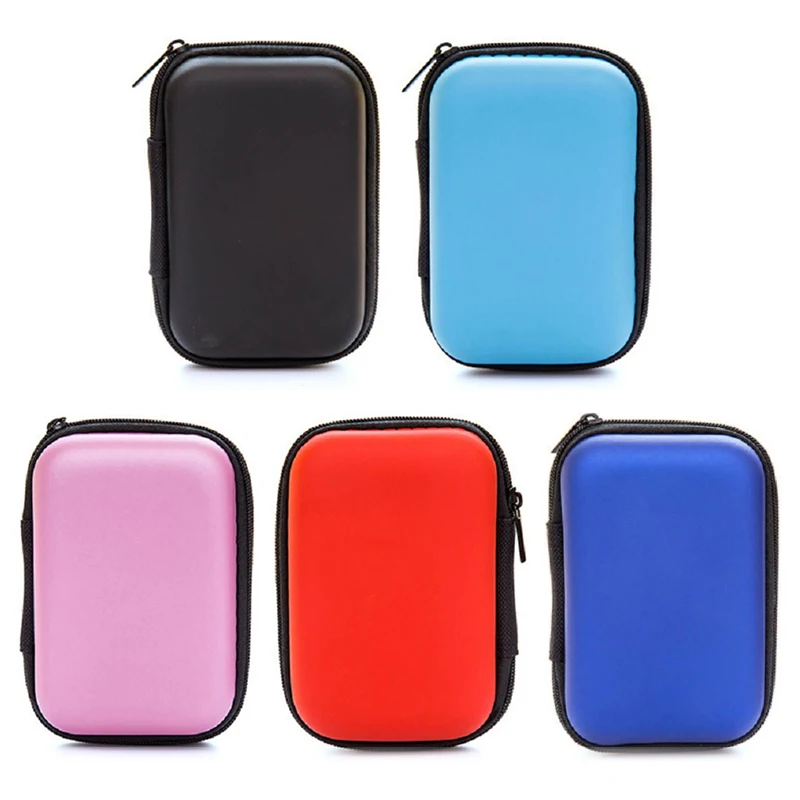 Mini Zipper Hard Headphone Holder Case Portable Earbuds Pouch Box Earphone Protective Storage Bag USB Cable Organizer 2 Sizes