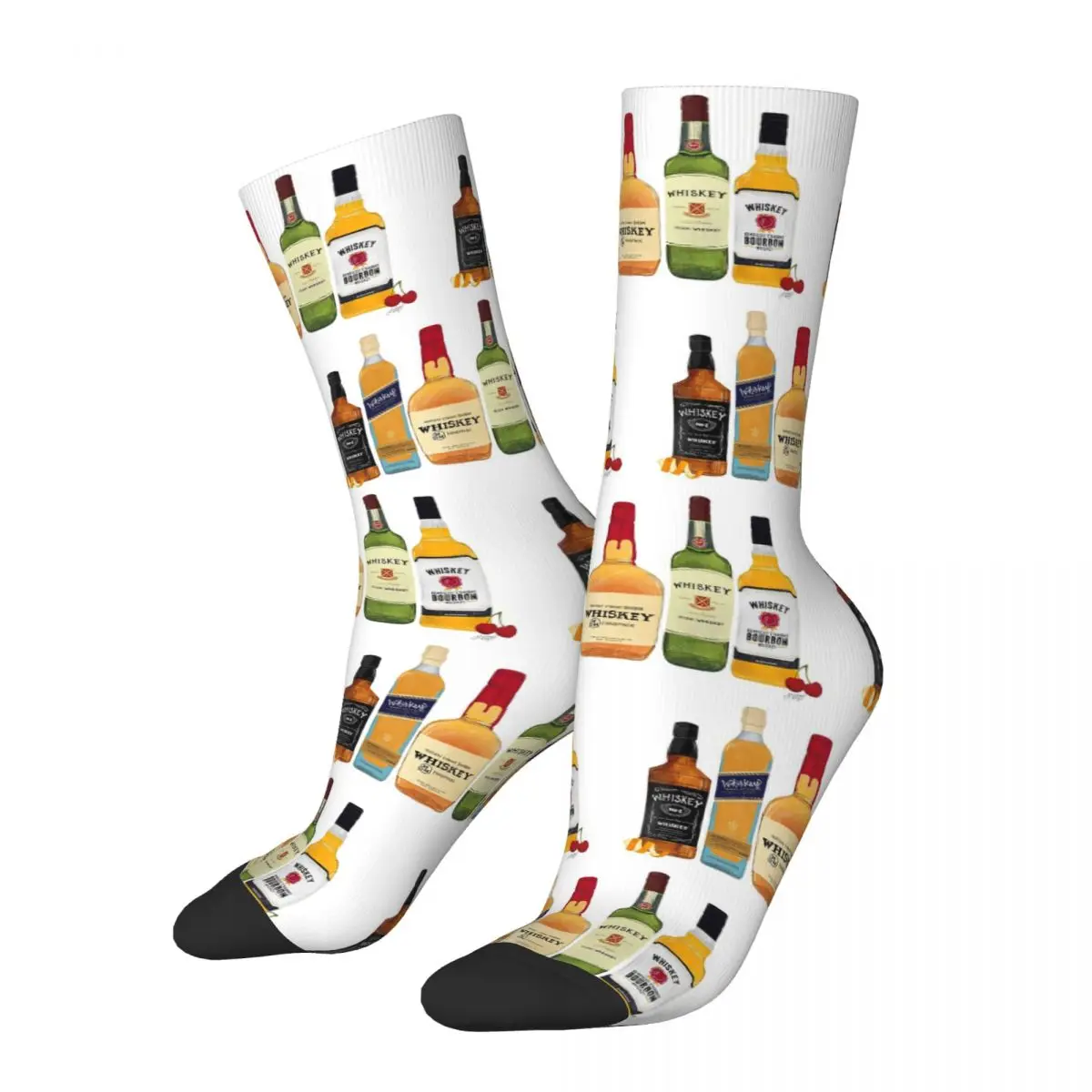 

Whiskey Bottles Illustration Socks Harajuku High Quality Stockings All Season Long Socks Accessories for Man's Woman's Gifts