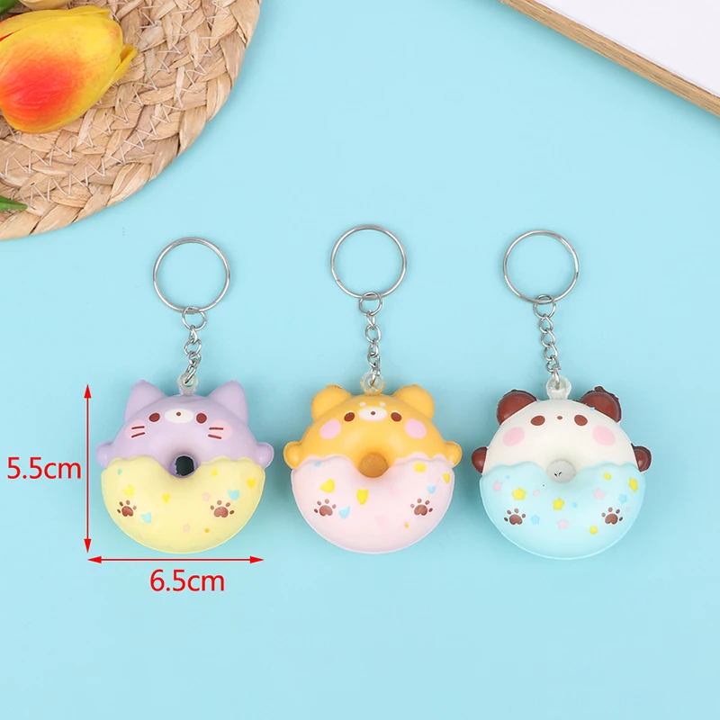 1pc Donut Vent Pendant PU Slow Rebound Animal Decompression Vent Toy Sponge Pendant Keychain Squishy Stress Reliever Toys random