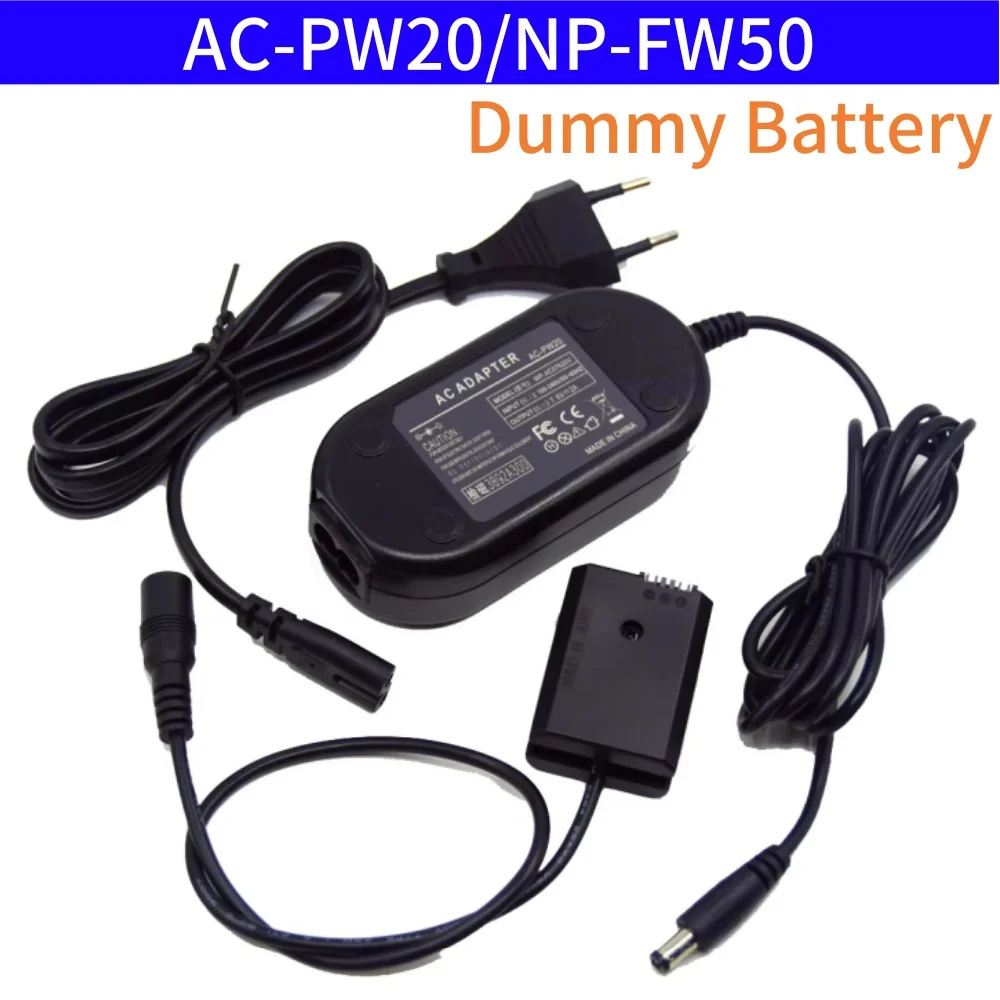 

NP-FW50 DC Coupler Dummy Battery+AC-PW20 Power Adapter for Sony A3000 A6300 a6500 ZV-E10 NEX3 5 6 7 SLT- A55 A35 a7II a7R A7S