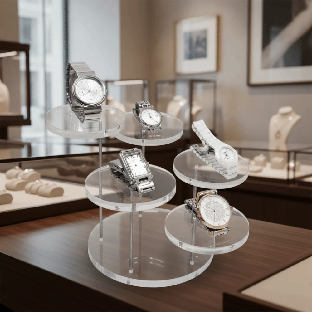 Transparent Acrylic Display Stand 3-Layer Many Styles Jewelry Display Stand Acrylic Material White Black Dessert Rack