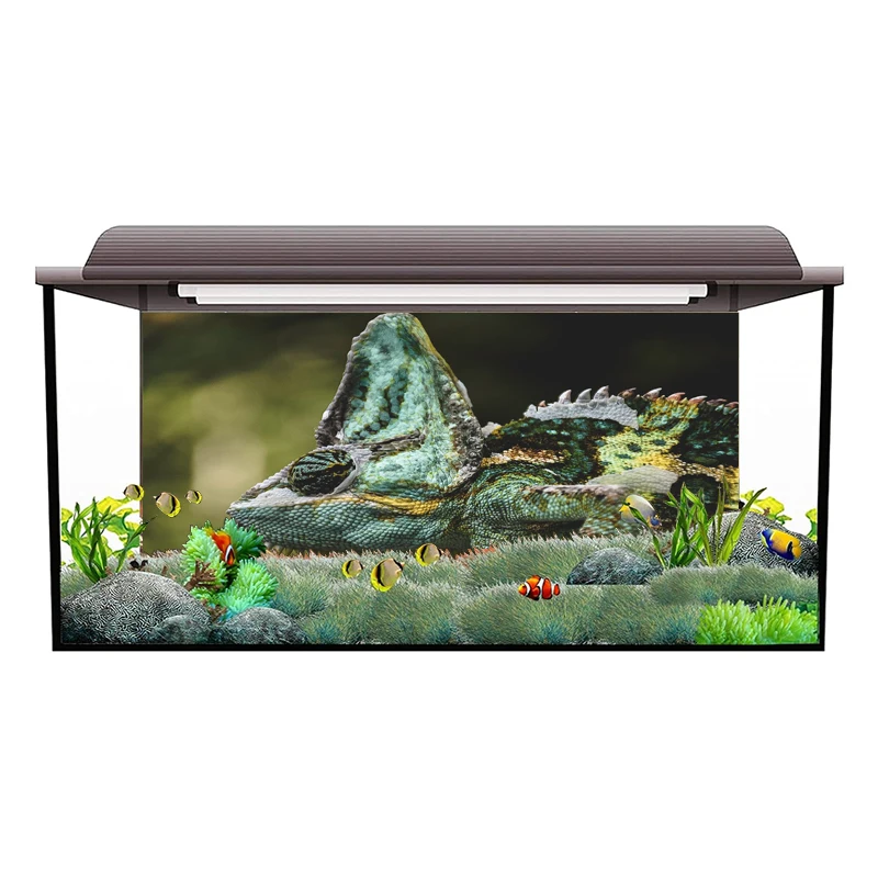 lizard Climbing the Pet Aquarium Vinyl Sticker Background Poster HD Rock Stone Self Adhesive Fish Tank Wallpaper 3d Background