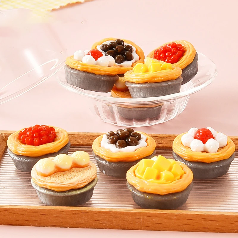 5/6Pcs 1:12 Dollhouse Miniature Fruit Cake Egg Tart Bread Dessert Model Mini Kitchen Food Decor Toy Doll House Accessories