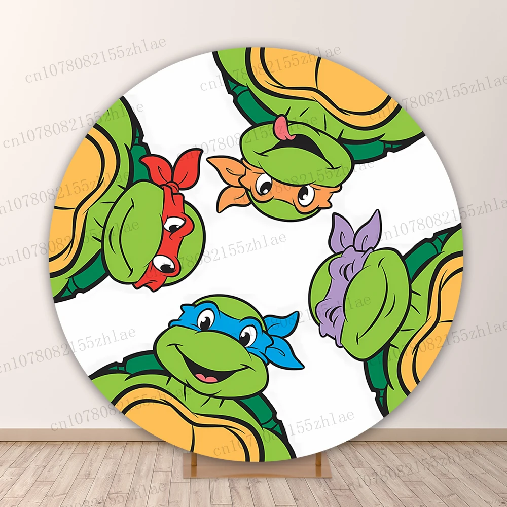 

Teenage Mutant Ninja Turtles Birthday Party Round Photo Backdrop Baby Shower Photo Background Banner