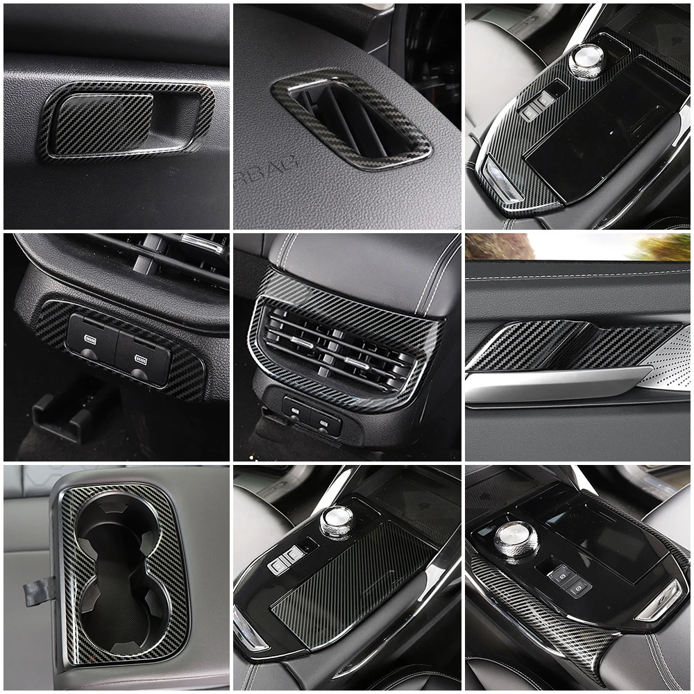 For Haval H6 3rd Gen 2021 2022 Car Center Console Part Trim Modify Carbon Fiber Color Change Stainless Steel Decoration Sticker