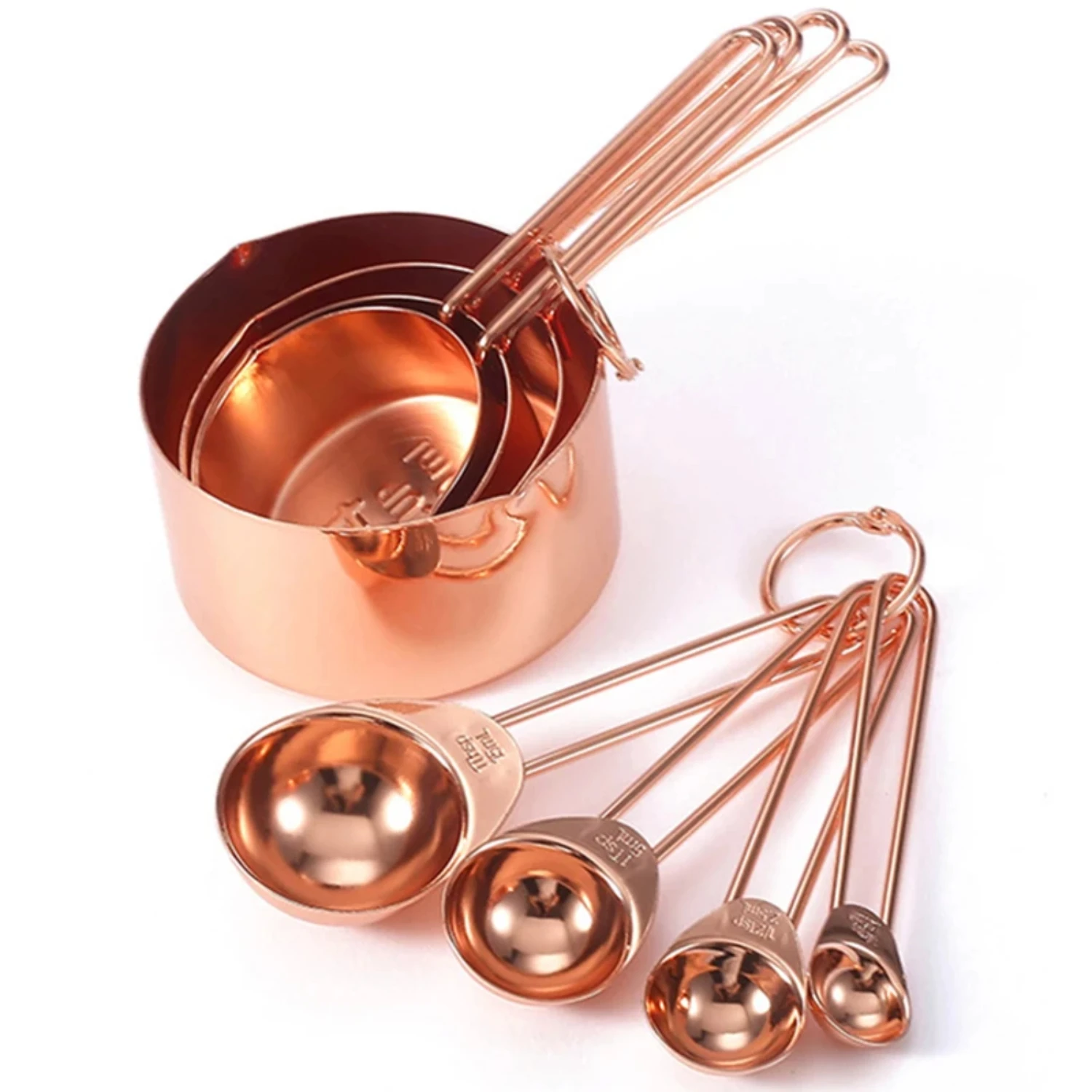 Elevate Your Culinary Expertise with Timeless Vintage Rose Gold Stainless Steel Measuring Cups and Spoons Set - Elegant Essentia