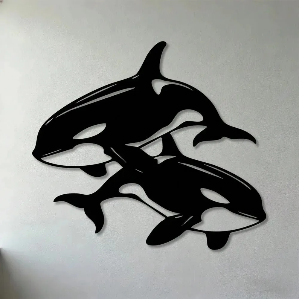 3D Metal Whale Wall Art - Coastal Ocean Sculpture for Home Decor, Iron Easy Install