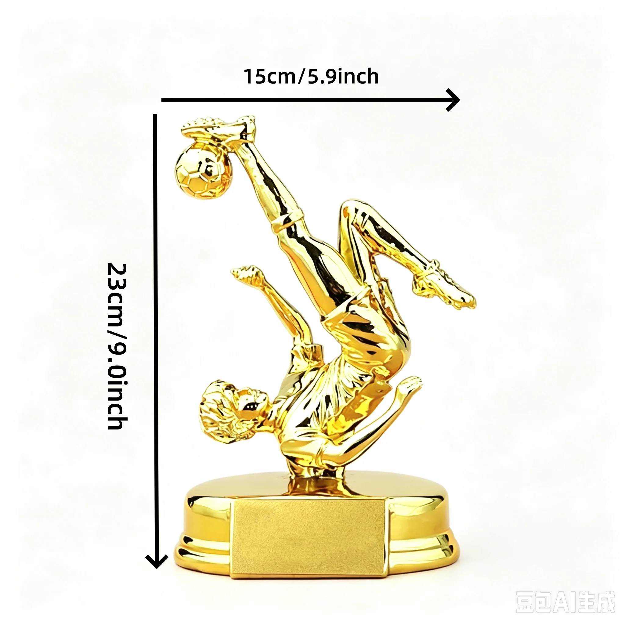 High-end Resin Gold Plated Bicycle kick Trophy Soccer Match Marksman Trophy Innovative Upside Down Gold Hook Football Trophy