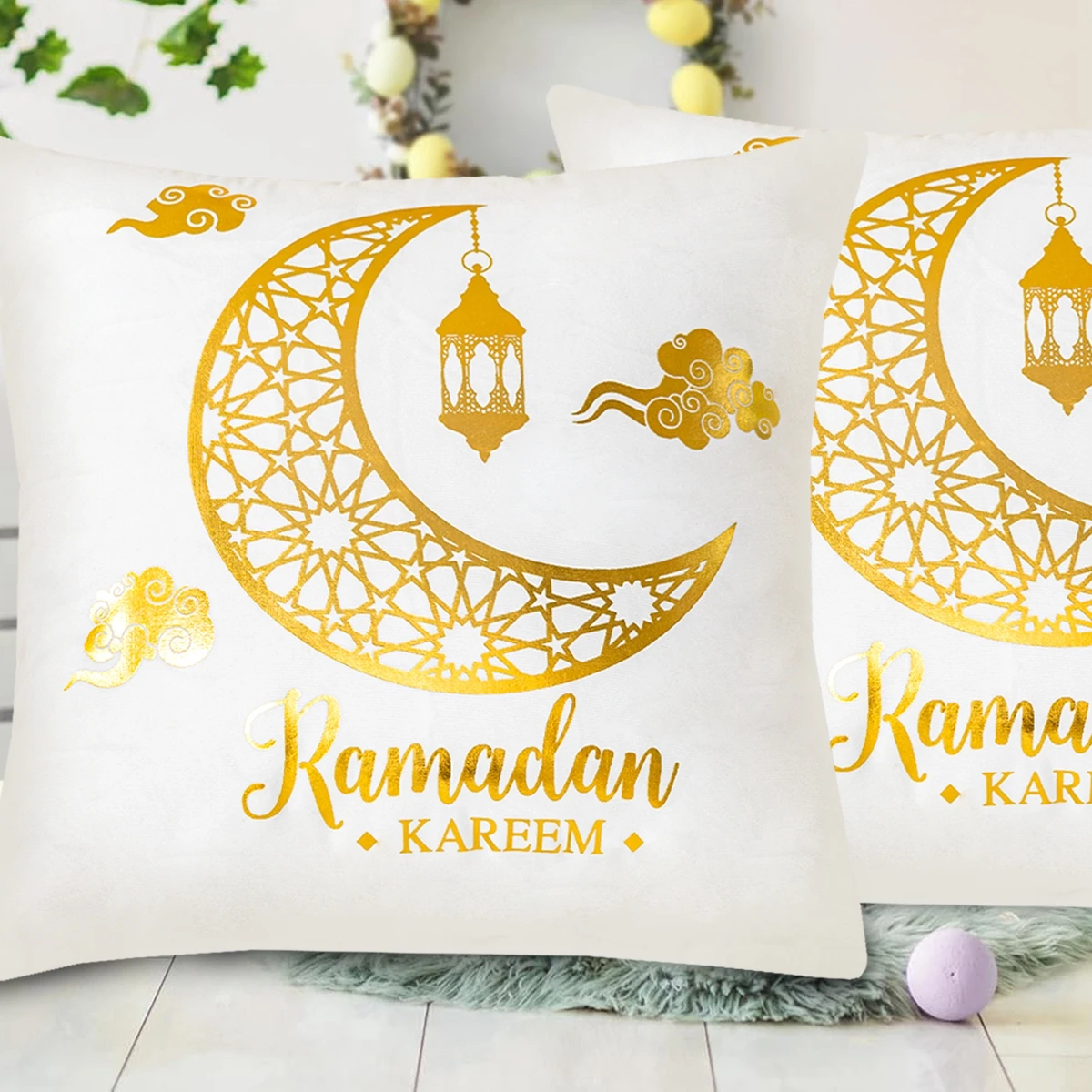 45x45cm Eid Mubarak Cushion Cover Pillow Case Ramadan Kareem Decor For Home 2025 Muslim Islam Party Supplies Eid Al Adha Gifts