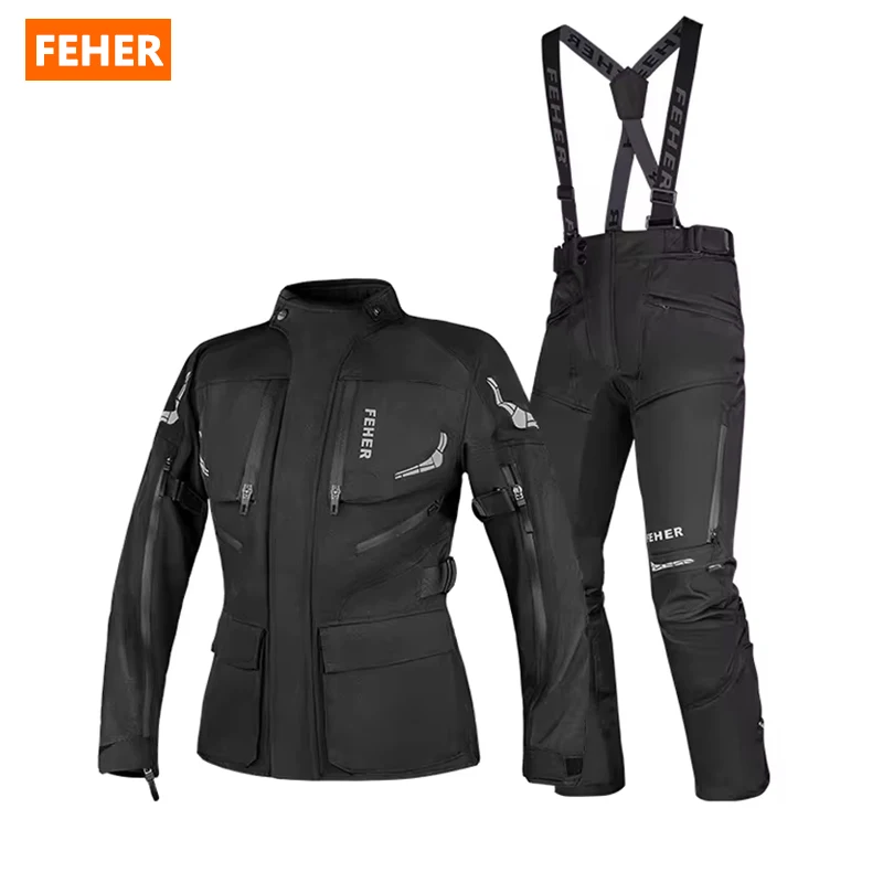 

FEHER Motorcycle Touring Suits Woman 3-Layer Waterproof Windproof Warm All Seasons Rally Suit JK-060 for Long-distance Riding