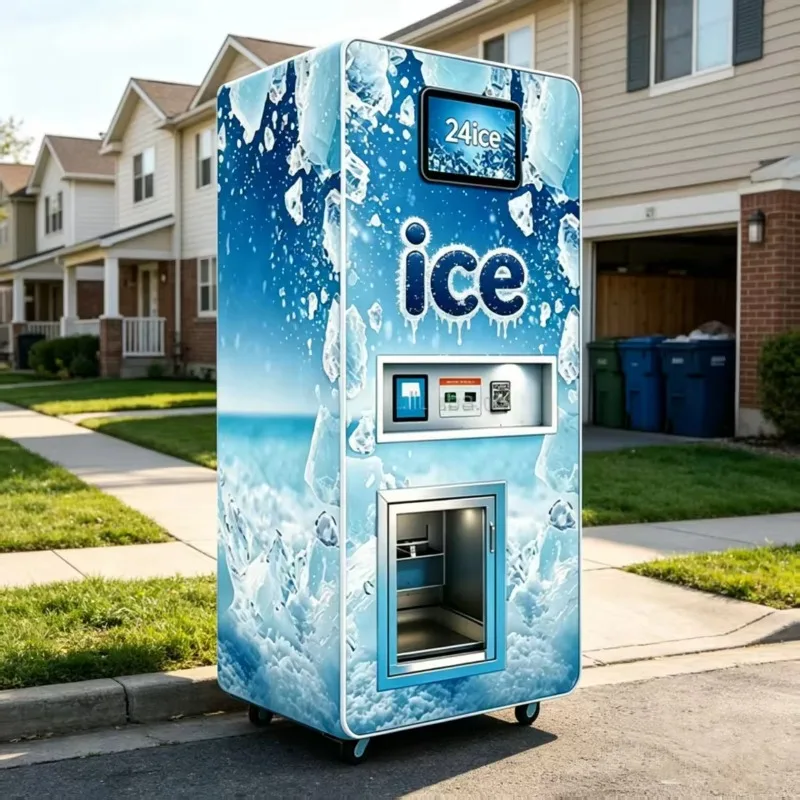 Commercial ice machines for cooler icing, outdoor camping, fishing, gas stations, and automated water treatment communities