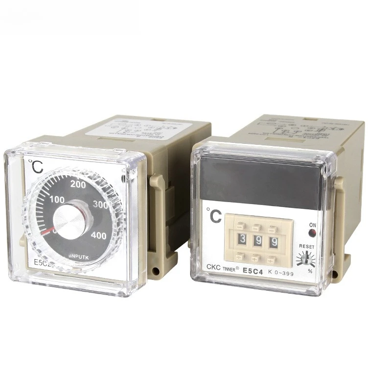 Controlador de temperatura E5C2 E5C4, perilla de puntero, pantalla Digital AC 220V 0-399 ℃   Entrada K de salida de relé con enchufe