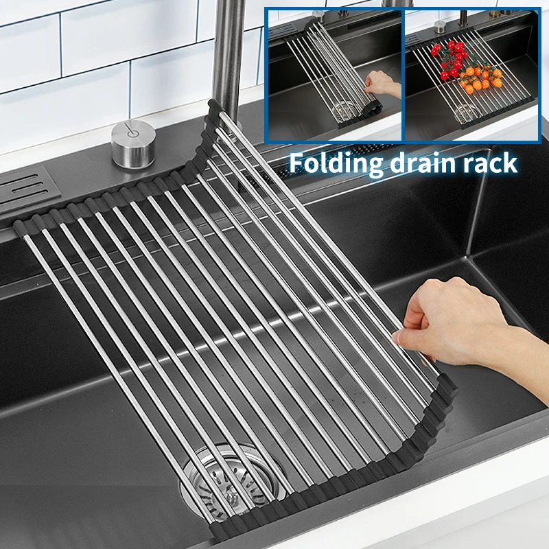 Waterfall Kitchen Sink Stainless Steel Sink Large Single Slot Above Mount Apron Front Dishwasher Smart Wash Basin Sink Faucet