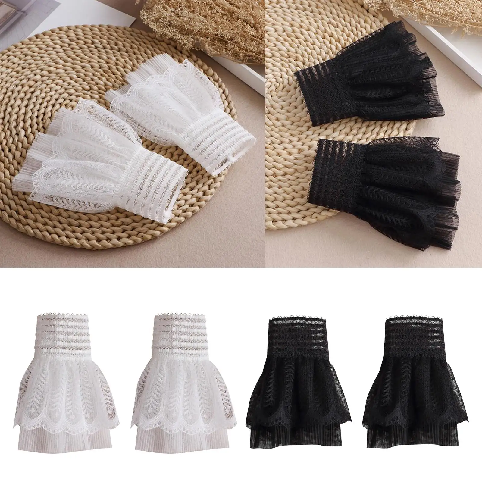 الأكمام الدانتيل Ruched الأكمام الأصفاد المعصم الأصفاد الدانتيل الأنيقة الموضة