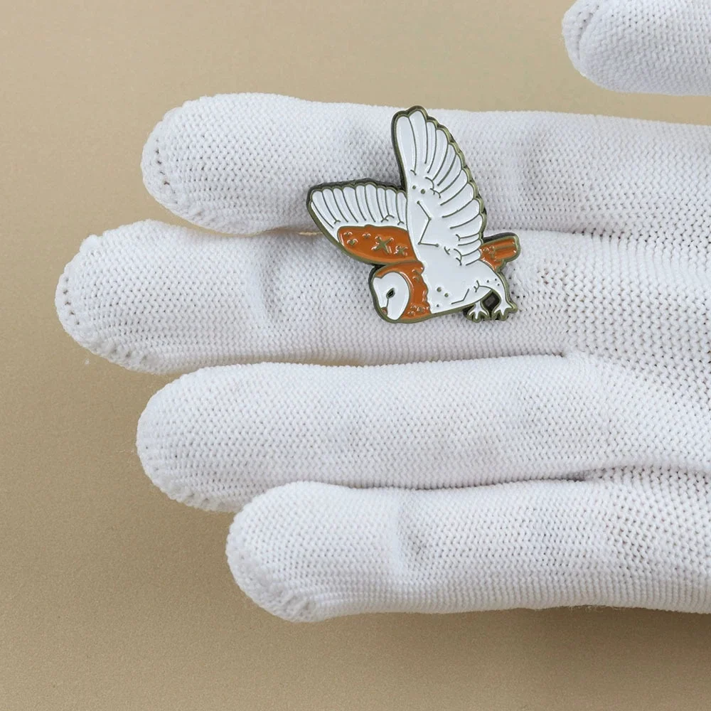 Starry Barn Owl Flying Enamel Pin, Celestial Night Bird Brooch, Mystical Wisdom Jewelry Gift