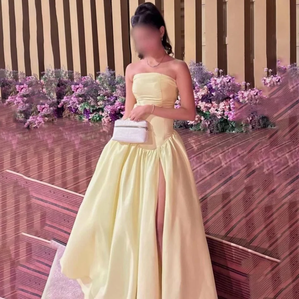 

Customized Exquisite Boat Neck A-line Evening Dress Charming Ruffles High Split Prom Dress Sleeveless Party Gown вечернее платье
