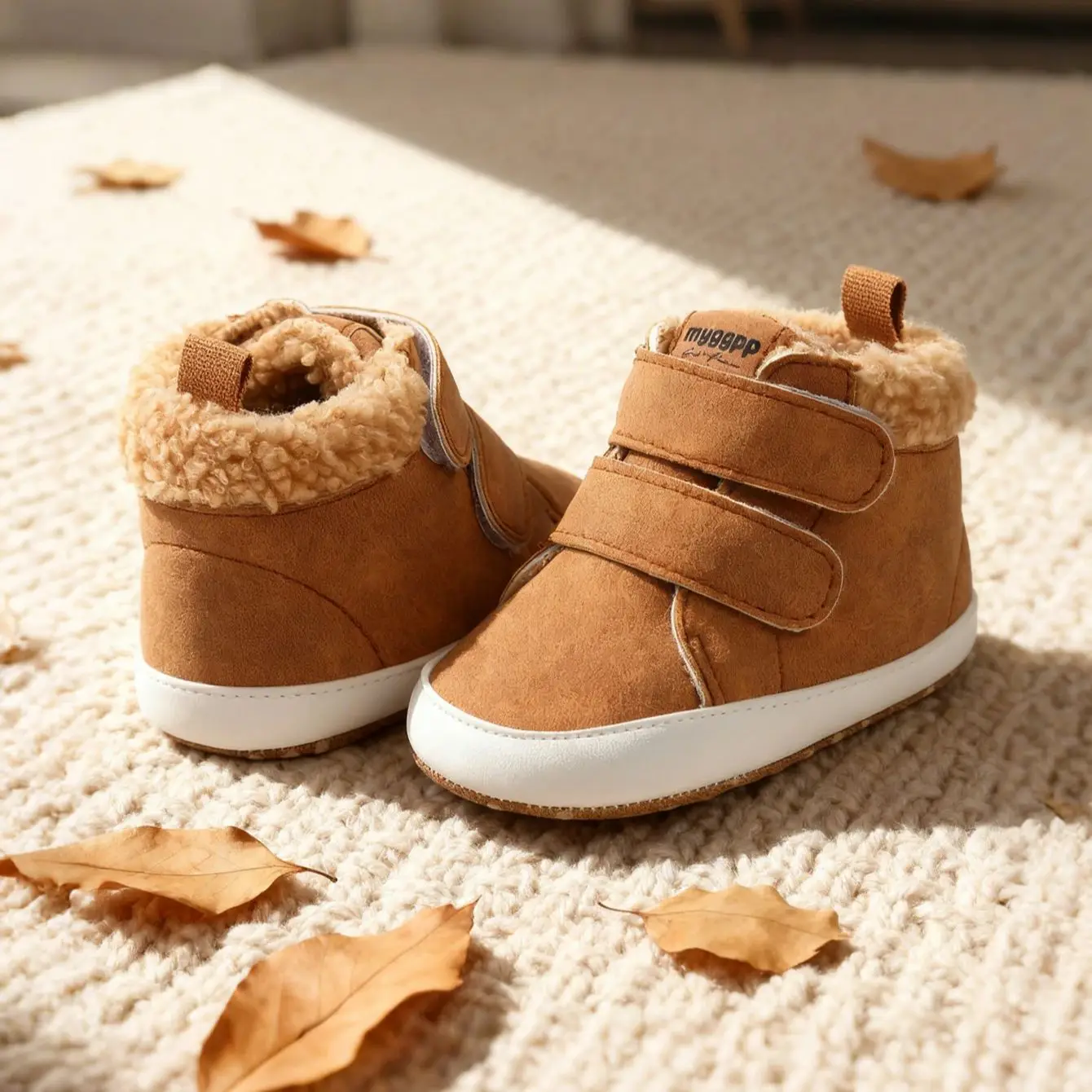 

Детские теплые зимние сапоги нейтрального ветра для новорожденных, зимние прогулочные туфли на кожаной меховой подошве для малышей