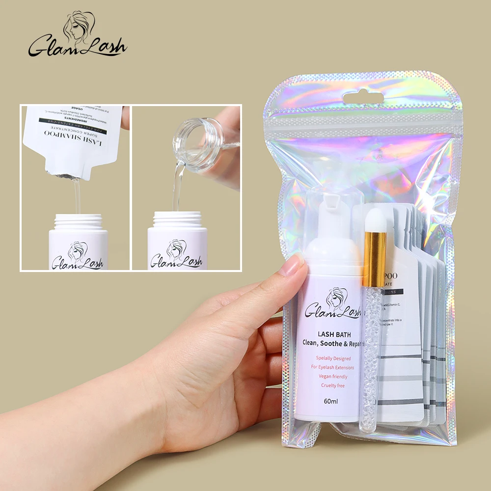 GLAMLASH Mousse Eyelash Shampoo Concentrate Gentle Cleansing Grafting Lashes Extension Foam Dedicated Cleaner