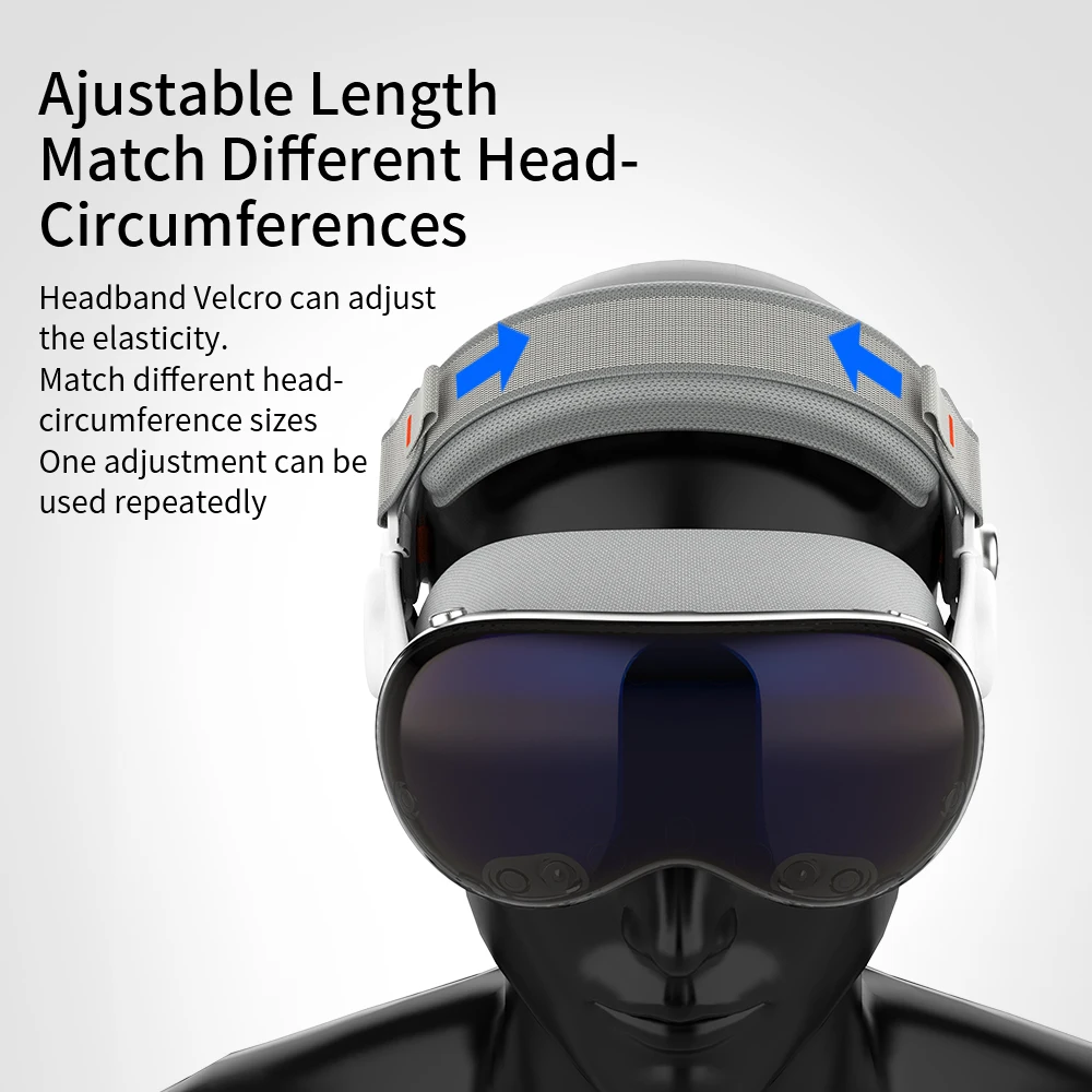 لعصابات الرأس Vision Pro، حزام رأس مريح قابل للتعديل يقلل من توزيع ضغط الرأس، ملحقات عصابة الرأس لتخفيف الضغط
