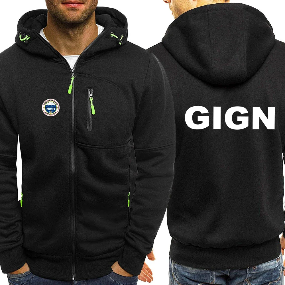 

France Gendarmerie GIGN 2024 Print Hoodies Men Hip Hop Harajuku Long Sleeve Hooded Sweatshirts zipper Jacket Hoody ClothingFr