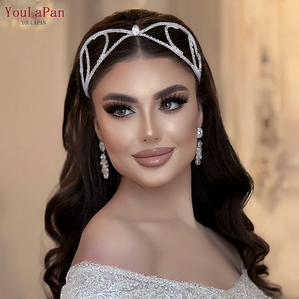 

YouLaPan Woman Headband Rhinestone Mesh Bridal Headpiece Wedding Hair Accessories Gilrs Headdress Bride Hair Ornaments HP545