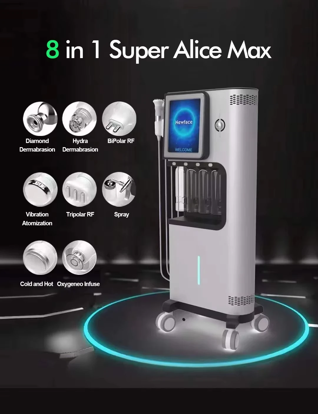 

Upgraded 8 in 1 Multifunctional Facial Hydrating Oxygen Machine Hydrodermabrasion Small Bubble Peel and Skin Care System