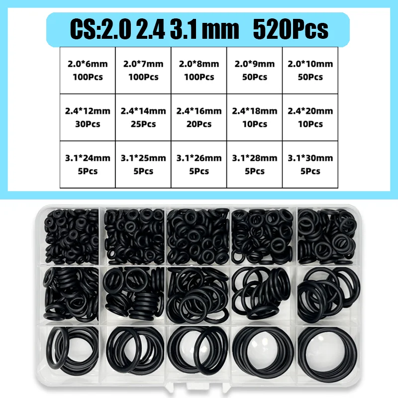1400-100 Stück O-Ring Gummidichtungen Dichtungsring Set Nitrilkautschuk Hochdruck O-Ringe NBR Dichtung Gummiband O Gummiringe Set – Detail 11