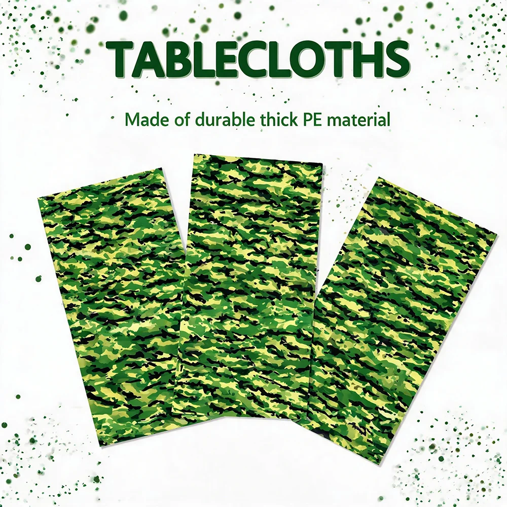1/3/8pcs Camouflage Green Camo Plastic Table Cover Disposable Rectangle Tablecloth Army Hunting Boys Party Supplies view 2
