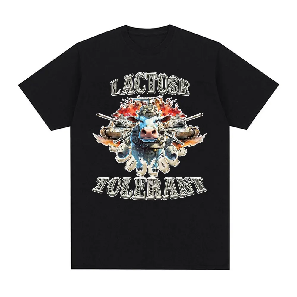 Lactose Intolerant Funny Meme Tee Shirt Men Women's Vintage Casual Short Sleeve T-shirt 100% Cotton Oversized Humor T Shirt Tops image 3