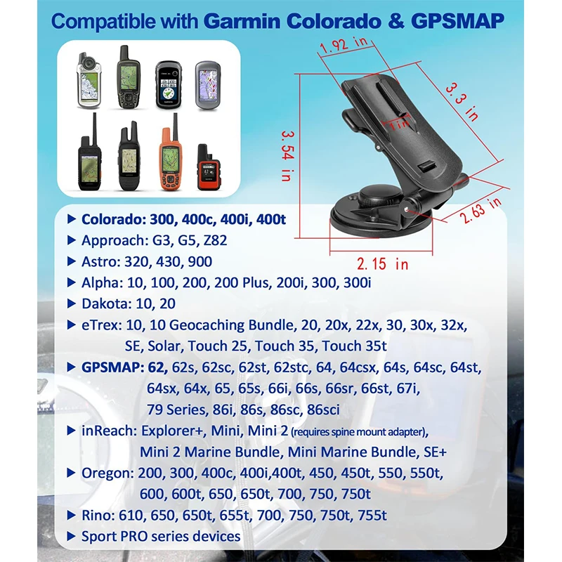 010-11031-00 Marine Mount Compatible with Garmin Colorado Series 300 400c 400i 400t & GPSMAP 62 64 66, Adjustable Handheld Mount