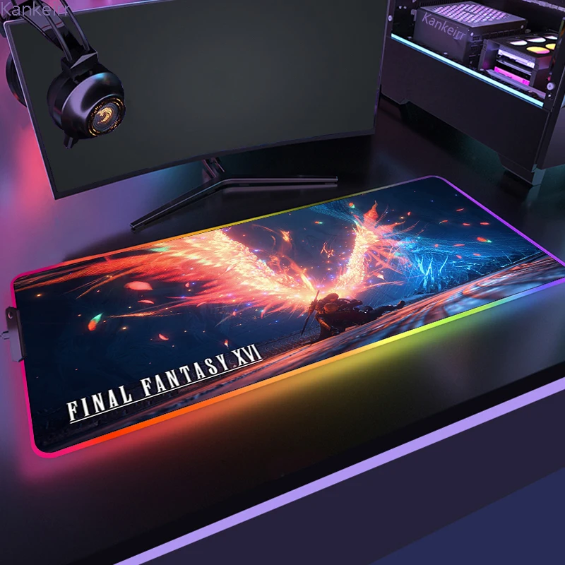 LED Large F-Final Fantasy Rgb Mouse Pad Xxl Gamer Accessories Computer Tables Playmat Setup Gamer DIY Big Mousepepad Pc 900x400