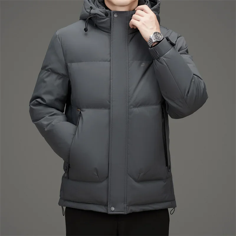 Jaqueta curta para homens, casacos de enchimento masculinos, roupas acolchoadas, com capuz, designer, frio, inverno, novo