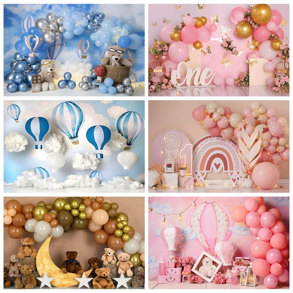 

Newborn Baby 1st Birthday Boho Backdrop Boho Balloon Number Cake Table Decoration Photo Backdrop Baby Shower Photography Props