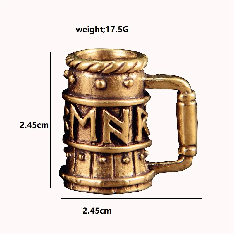 Viking Wine Glass Brass Knife Bead Vintage DIY Paracord Bracelets Accessories Outdoor EDC Tool Umbrella Rope Lanyard Pendants