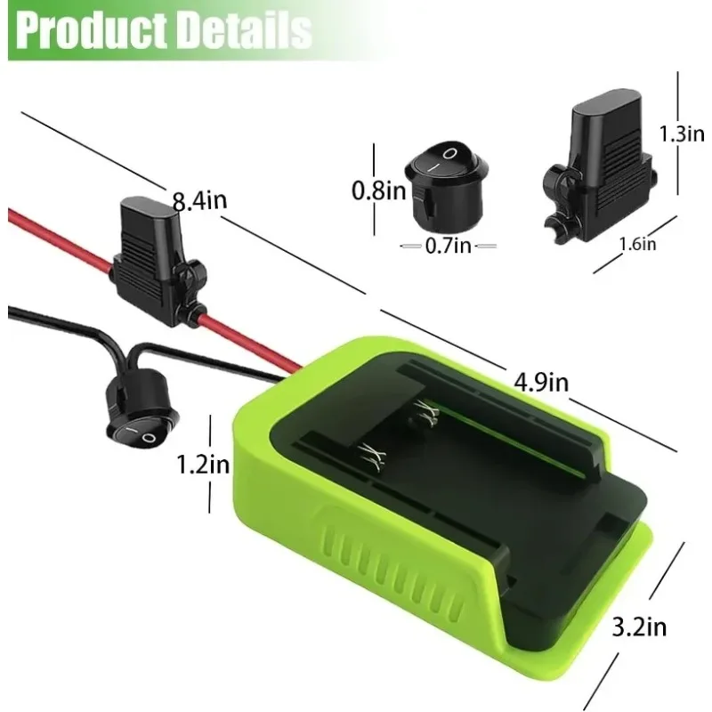 DIY Power Connector Portable Power Wheel Adapter Compatible for RYOBI 40V Lithium Batteries with Fuse and Switch for DIY Robots