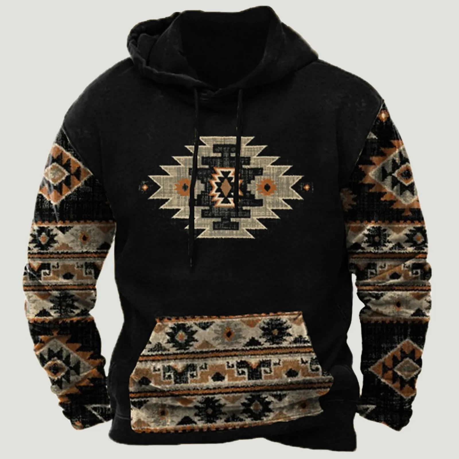 Vintage Sweatshirt 3D Colorblock Aztec Ethnic Hoodies Loose Men/WOMEN Hoodie Holiday Kids Long Sleeve Coat Men Clothing