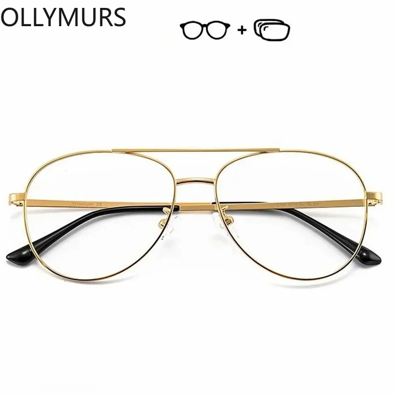 

KIZN очки по рецепту с защитой от синего луча, фотохромные прогрессивные очки, модные титановые оптические очки в стиле пилота для мужчин